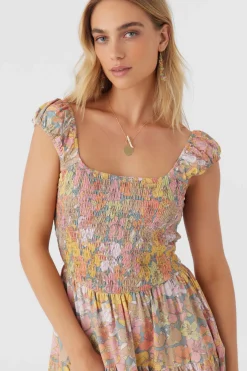 Women O’Neill Dresses<ADELLE JANIS FLORAL SMOCKED DRESS