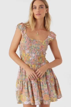 Women O’Neill Dresses<ADELLE JANIS FLORAL SMOCKED DRESS