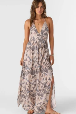 Women O’Neill Dresses<ANNALISA PALMER PRINT HALTER MAXI DRESS