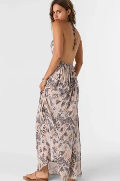 Women O’Neill Dresses<ANNALISA PALMER PRINT HALTER MAXI DRESS