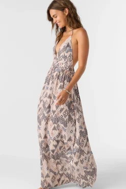 Women O’Neill Dresses<ANNALISA PALMER PRINT HALTER MAXI DRESS