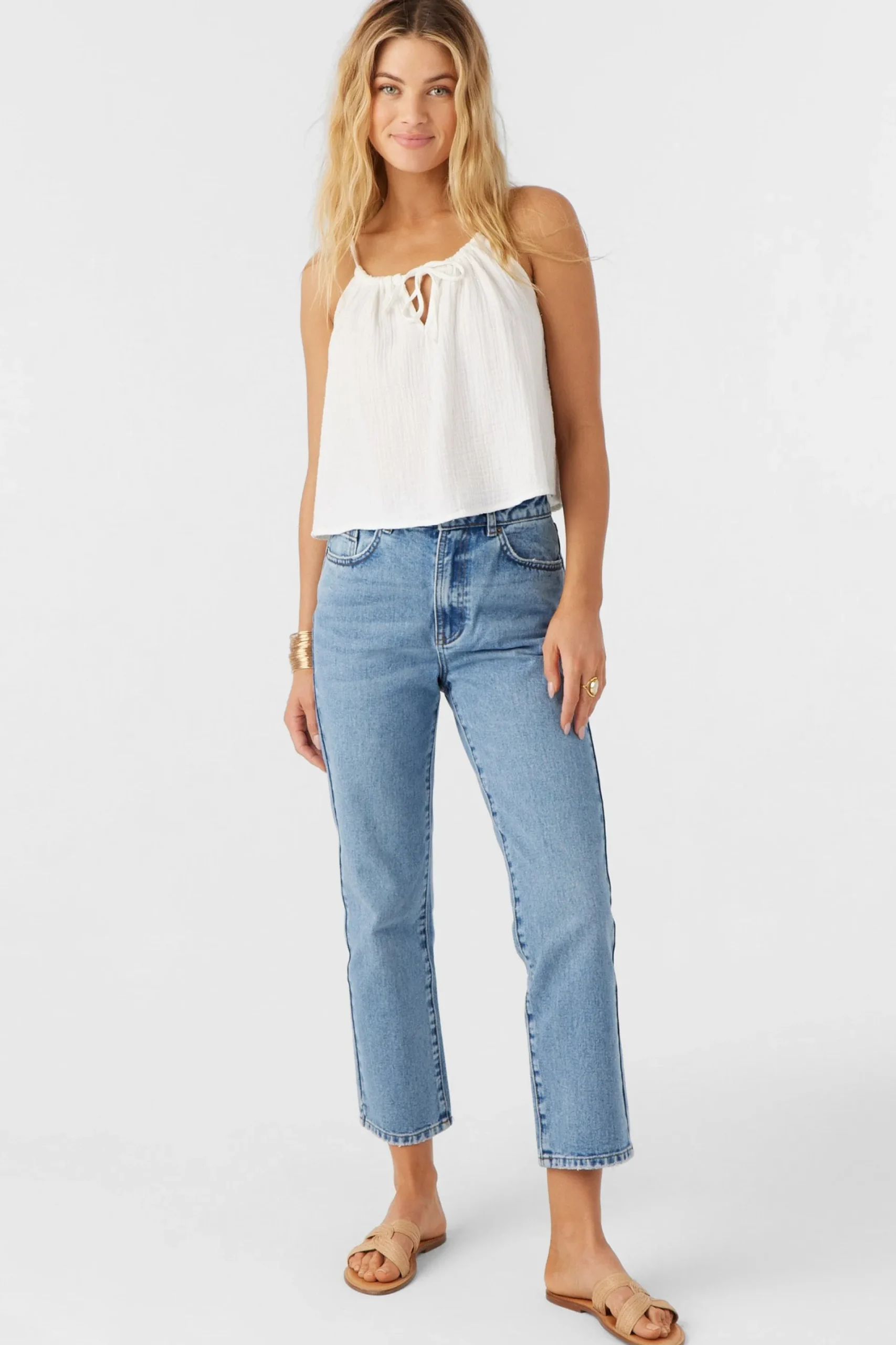 Women O’Neill Tops<ANYA CRINKLE DOUBLE GAUZE TANK TOP