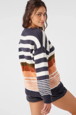 Women O’Neill Sweaters, Hoodies & Fleece<BILLIE STRIPE MOCK NECK OVERSIZED SWEATER