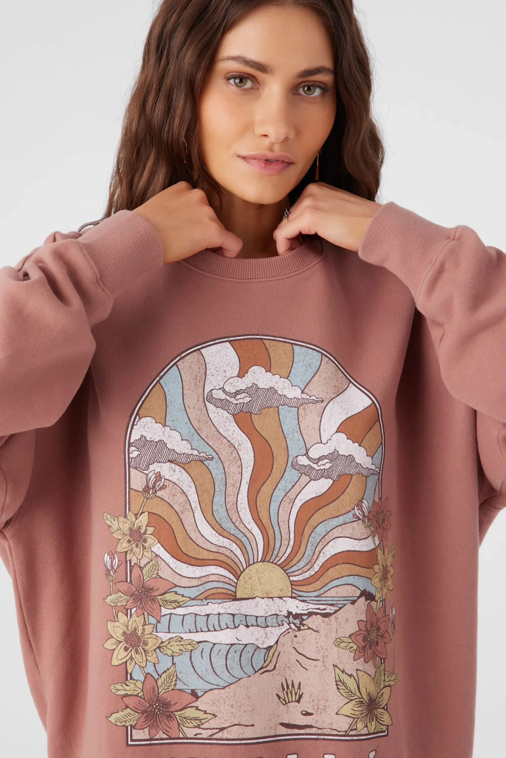 Women O’Neill Sweaters, Hoodies & Fleece<CHOICE CREW NECK OVERSIZED FIT FLEECE PULLOVER