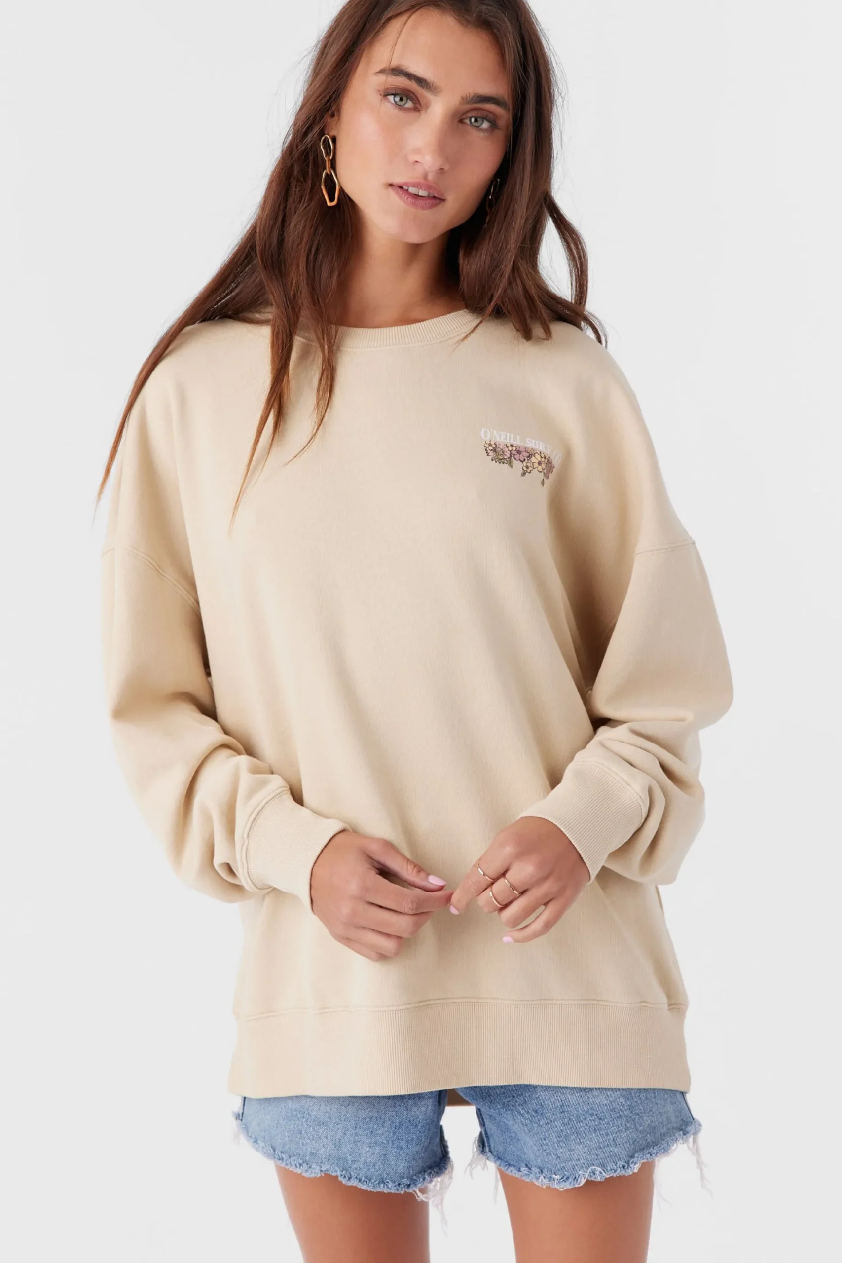 Women O’Neill Graphic Tees & Tanks<CHOICE CREW NECK OVERSIZED FIT FLEECE PULLOVER