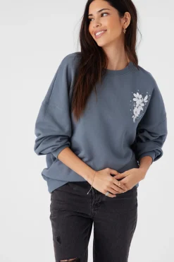 Women O’Neill Sweaters, Hoodies & Fleece|Graphic Tees & Tanks<CHOICE CREW NECK OVERSIZED FIT FLEECE PULLOVER