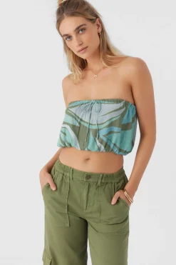 Women O’Neill Tops<DANNY LORETA PRINT STRAPLESS CROP TOP