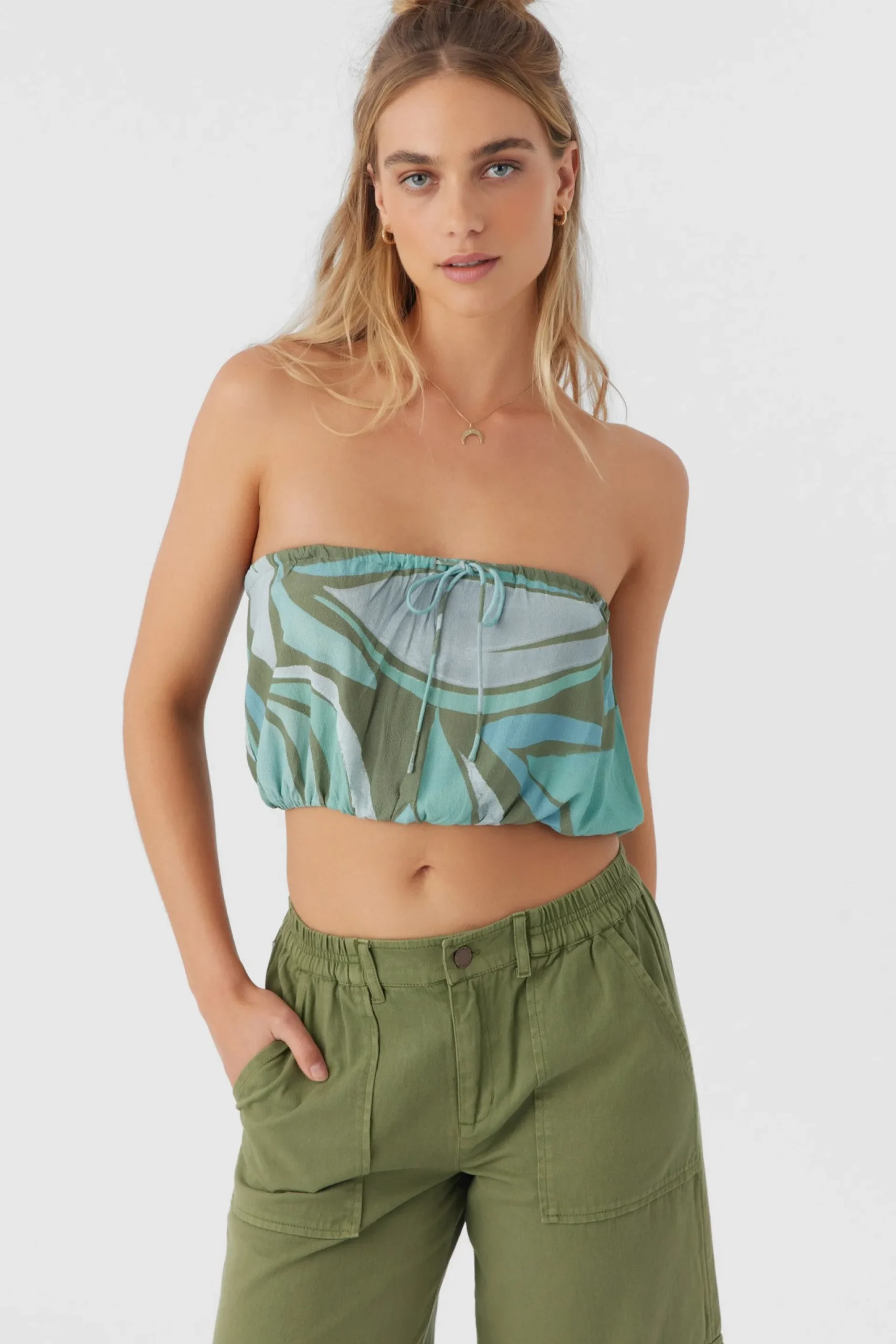 Women O’Neill Tops<DANNY LORETA PRINT STRAPLESS CROP TOP