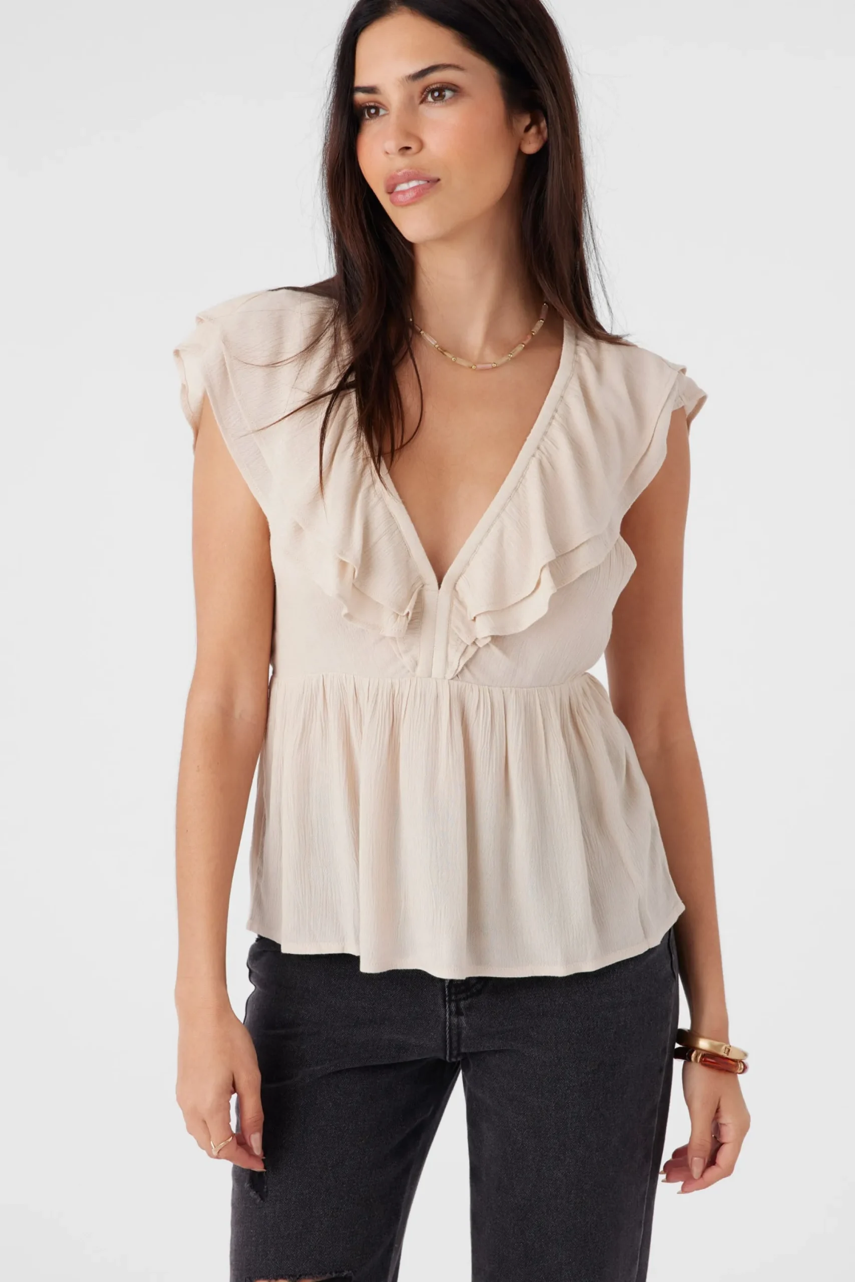 Women O’Neill Tops<DEJI SOLID FLUTTER SLEEVE TOP
