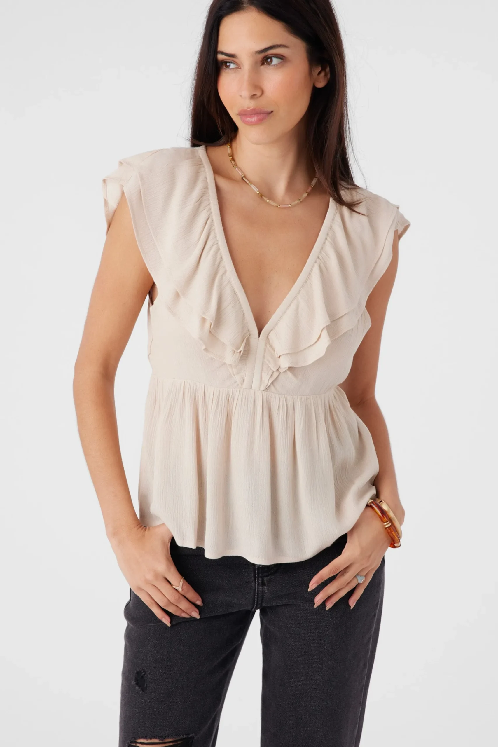 Women O’Neill Tops<DEJI SOLID FLUTTER SLEEVE TOP