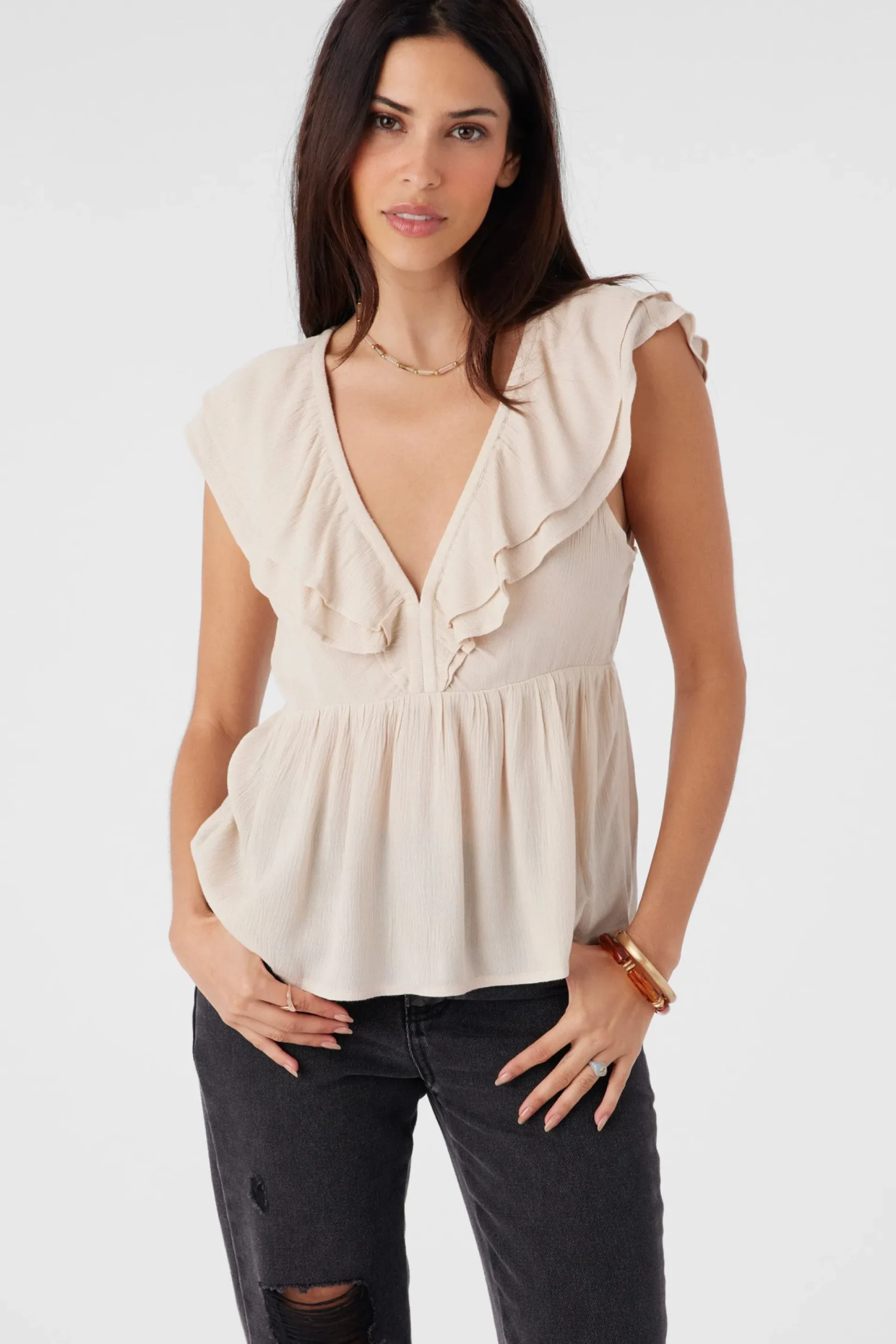 Women O’Neill Tops<DEJI SOLID FLUTTER SLEEVE TOP
