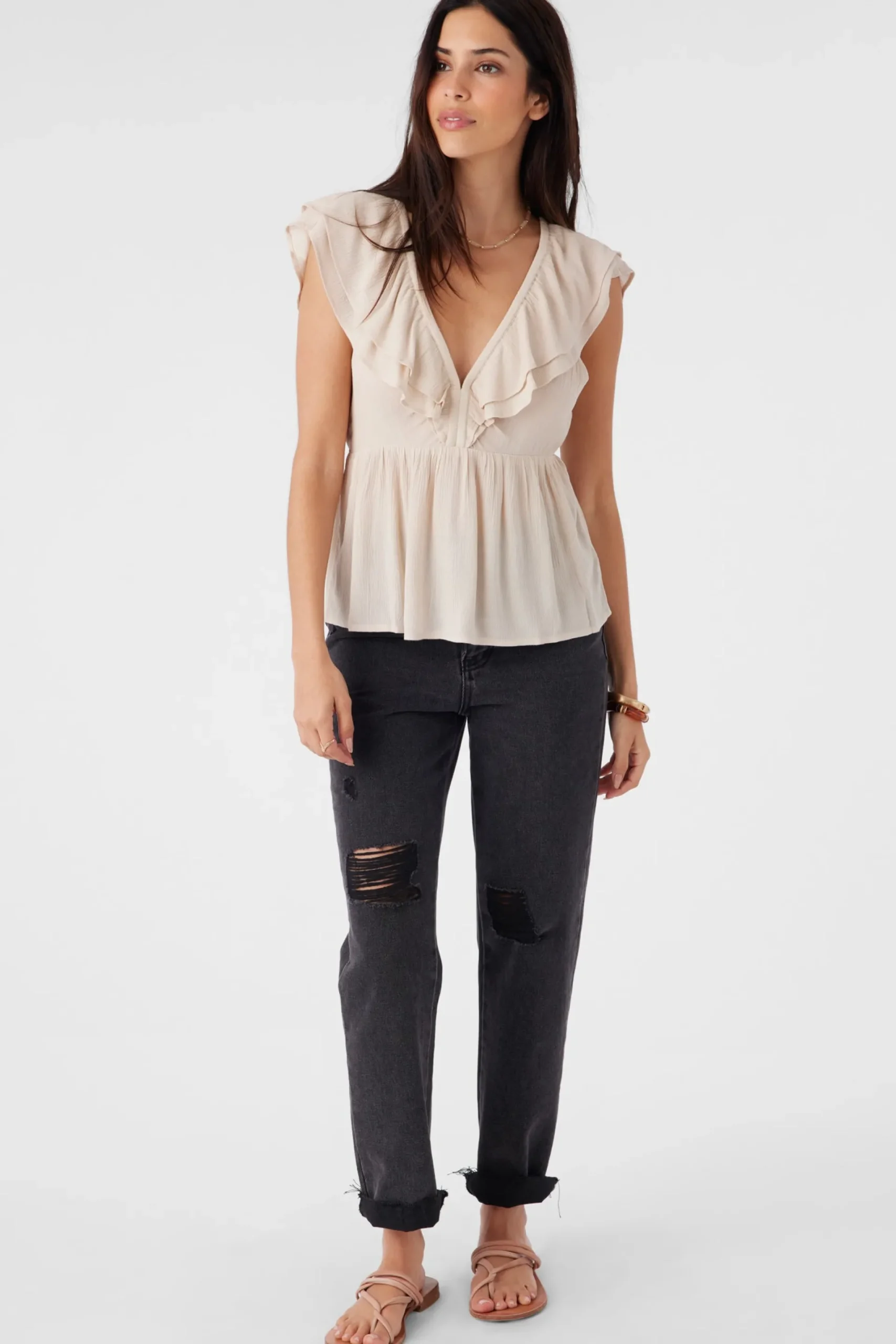 Women O’Neill Tops<DEJI SOLID FLUTTER SLEEVE TOP