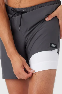 O’Neill Side Pockets<DIVERGENT ELASTIC WAIST LINED 17" SWIM TRUNKS