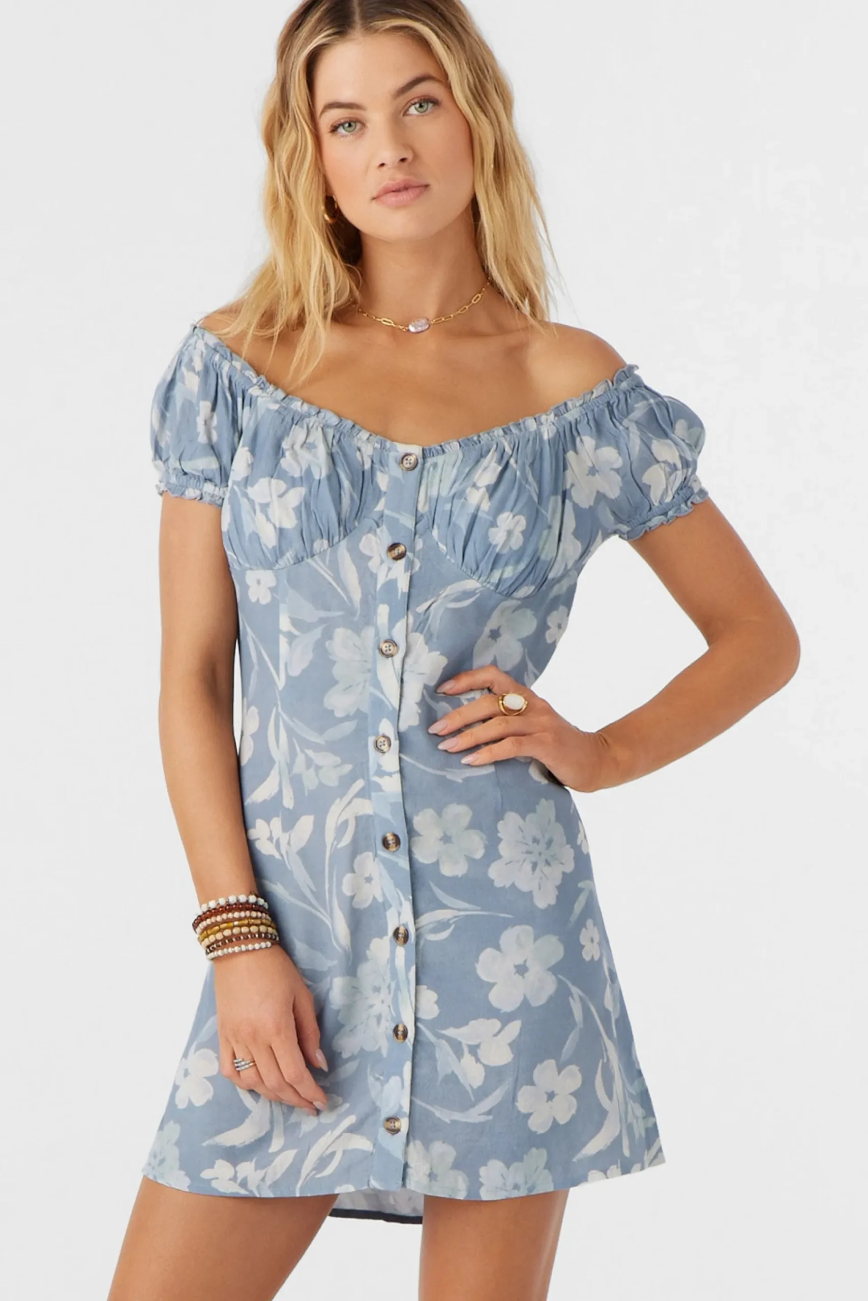 Women O’Neill Dresses<ELLISON EMILIA FLORAL OFF-THE-SHOULDER MINI DRESS