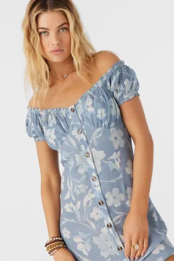 Women O’Neill Dresses<ELLISON EMILIA FLORAL OFF-THE-SHOULDER MINI DRESS