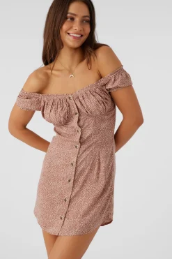 Women O’Neill Dresses<ELLISON LORDES ANIMAL OFF-THE-SHOULDER MINI DRESS