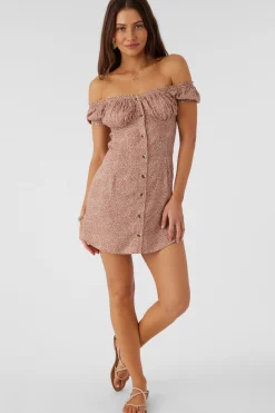 Women O’Neill Dresses<ELLISON LORDES ANIMAL OFF-THE-SHOULDER MINI DRESS