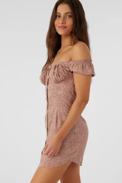 Women O’Neill Dresses<ELLISON LORDES ANIMAL OFF-THE-SHOULDER MINI DRESS