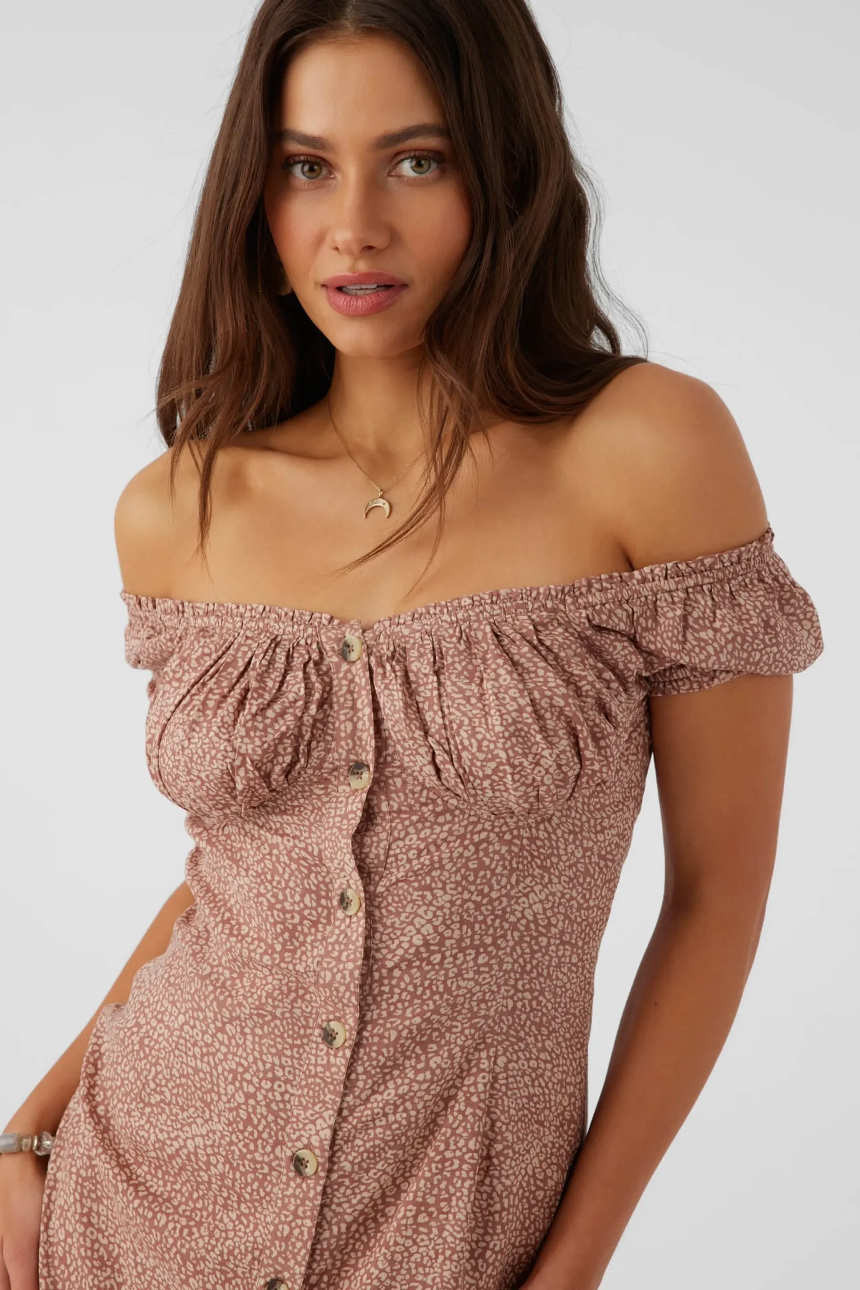 Women O’Neill Dresses<ELLISON LORDES ANIMAL OFF-THE-SHOULDER MINI DRESS