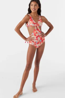 Women/Kids O’Neill One-Pieces|One Pieces<GIRL'S ANTALYA FLORAL TWIST FRONT ONE-PIECE