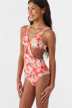 Women/Kids O’Neill One-Pieces|One Pieces<GIRL'S ANTALYA FLORAL TWIST FRONT ONE-PIECE