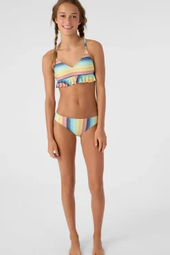 Women/Kids O’Neill Swim Sets|Swim Sets<GIRL'S BEACHBOUND STRIPE PEPLUM TRI-TOP & BOTTOMS