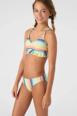 Women/Kids O’Neill Swim Sets|Swim Sets<GIRL'S BEACHBOUND STRIPE PEPLUM TRI-TOP & BOTTOMS