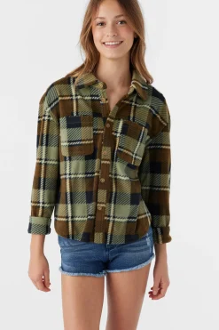 Kids O’Neill Tops<GIRL'S BENNET SUPERFLEECE FLANNEL SHIRT