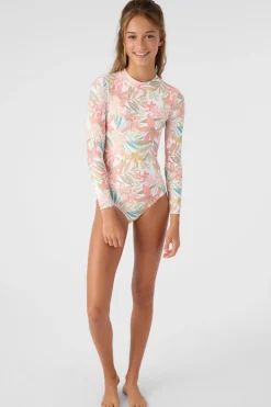 Women/Kids O’Neill One-Pieces|One Pieces<GIRL'S DALIA FLORAL LONG SLEEVE SURF SUIT