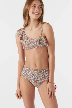 Women/Kids O’Neill Swim Sets|Swim Sets<GIRL'S EDEN DITSY ASYMM RUFFLE TOP SWIM SET