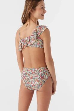 Women/Kids O’Neill Swim Sets|Swim Sets<GIRL'S EDEN DITSY ASYMM RUFFLE TOP SWIM SET