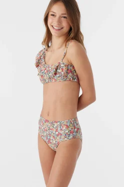 Women/Kids O’Neill Swim Sets|Swim Sets<GIRL'S EDEN DITSY ASYMM RUFFLE TOP SWIM SET