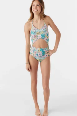 Women/Kids O’Neill One-Pieces|One Pieces<GIRL'S JANIS FLORAL CINCHED ONE-PIECE