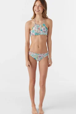 Women/Kids O’Neill Swim Sets|Swim Sets<GIRL'S JANIS FLORAL RUFFLE EDGE HIGH NECK SET