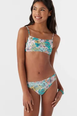 Women/Kids O’Neill Swim Sets|Swim Sets<GIRL'S JANIS FLORAL SQUARE NECK TOP SET