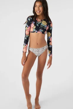 Women/Kids O’Neill Swim Sets|Swim Sets<GIRL'S KALI FLORAL LONG SLEEVE CROP TOP SWIM SET