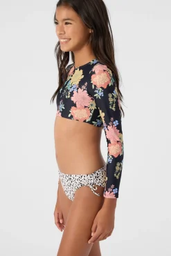 Women/Kids O’Neill Swim Sets|Swim Sets<GIRL'S KALI FLORAL LONG SLEEVE CROP TOP SWIM SET