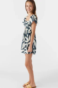 Kids O’Neill Dresses<GIRL'S KASIA BEACH HUT GEO SHORT SLEEVE DRESS