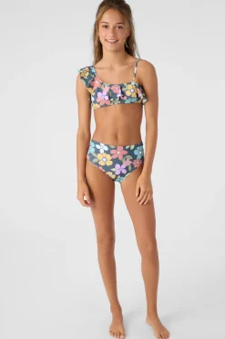 Women/Kids O’Neill Swim Sets|Swim Sets<GIRL'S LAYLA FLORAL ASYMMETRICAL RUFFLE SWIM SET