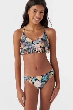 Women/Kids O’Neill Swim Sets|Swim Sets<GIRL'S MACAW TROPICAL PEPLUM TRI TOP SET
