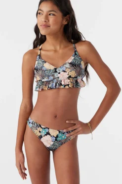 Women/Kids O’Neill Swim Sets|Swim Sets<GIRL'S MACAW TROPICAL PEPLUM TRI TOP SET