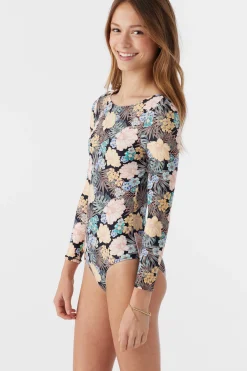 Women/Kids O’Neill One-Pieces|One Pieces<GIRL'S MACAW TROPICAL TWIST BACK SURF SUIT