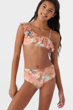 Women/Kids O’Neill Swim Sets|Swim Sets<GIRL'S PUNTA TROPICAL ASYMM RUFFLE BANDEAU TOP SET
