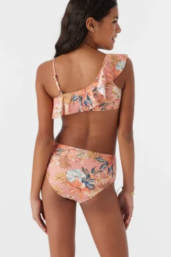Women/Kids O’Neill Swim Sets|Swim Sets<GIRL'S PUNTA TROPICAL ASYMM RUFFLE BANDEAU TOP SET