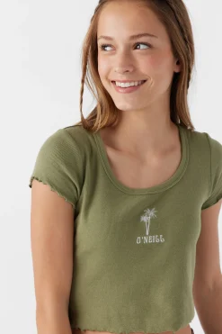 Kids O’Neill Tops<GIRL'S SAMMIE EMBROIDERY PALMS TEE