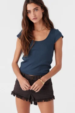 Women O’Neill Tops<HADLIE RIB KNIT SHORT SLEEVE TOP