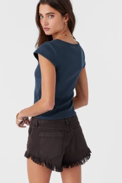 Women O’Neill Tops<HADLIE RIB KNIT SHORT SLEEVE TOP