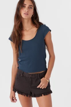 Women O’Neill Tops<HADLIE RIB KNIT SHORT SLEEVE TOP