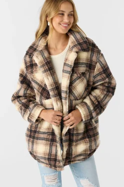 Women O’Neill Jackets<HEATH PLAID HIGH PILE FLEECE JACKET