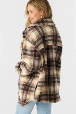 Women O’Neill Jackets<HEATH PLAID HIGH PILE FLEECE JACKET